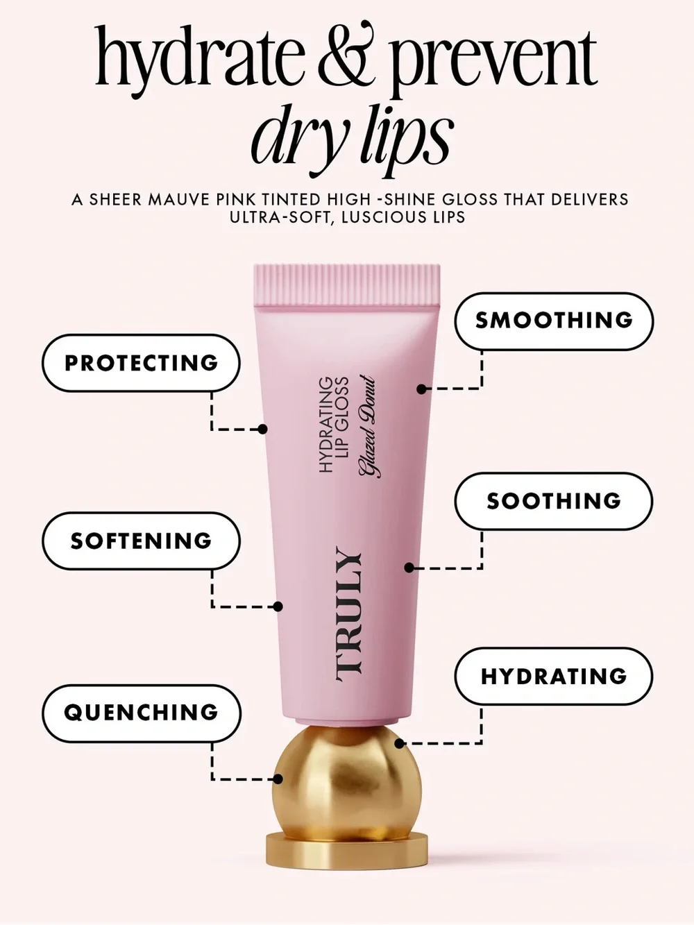 🍩 TRULY Glazed Doughnut Hydrating Lip Gloss | Hyaluronic acid + Shea Butter.NIB